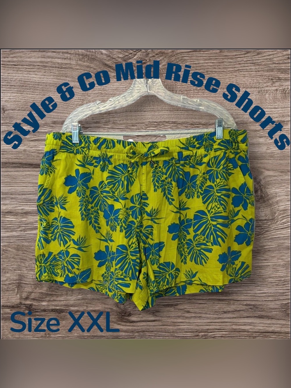 Style & Co Mid Rise Tie Waist Yellow Breeze Shorts Size XXL NWT